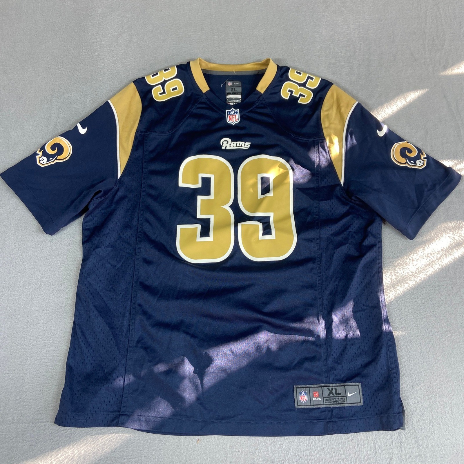 Nike NFL Mens XL Los Angeles Rams Steven Jackson 39 Jersey Navy Gold On Field