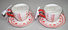 Grace Teaware Red & Pink Hearts Valentines Day Teacup & Saucer Two Sets New
