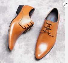 Men's Pointed Toe Lace Up Formal Dress Real Leather Wedding Shoes