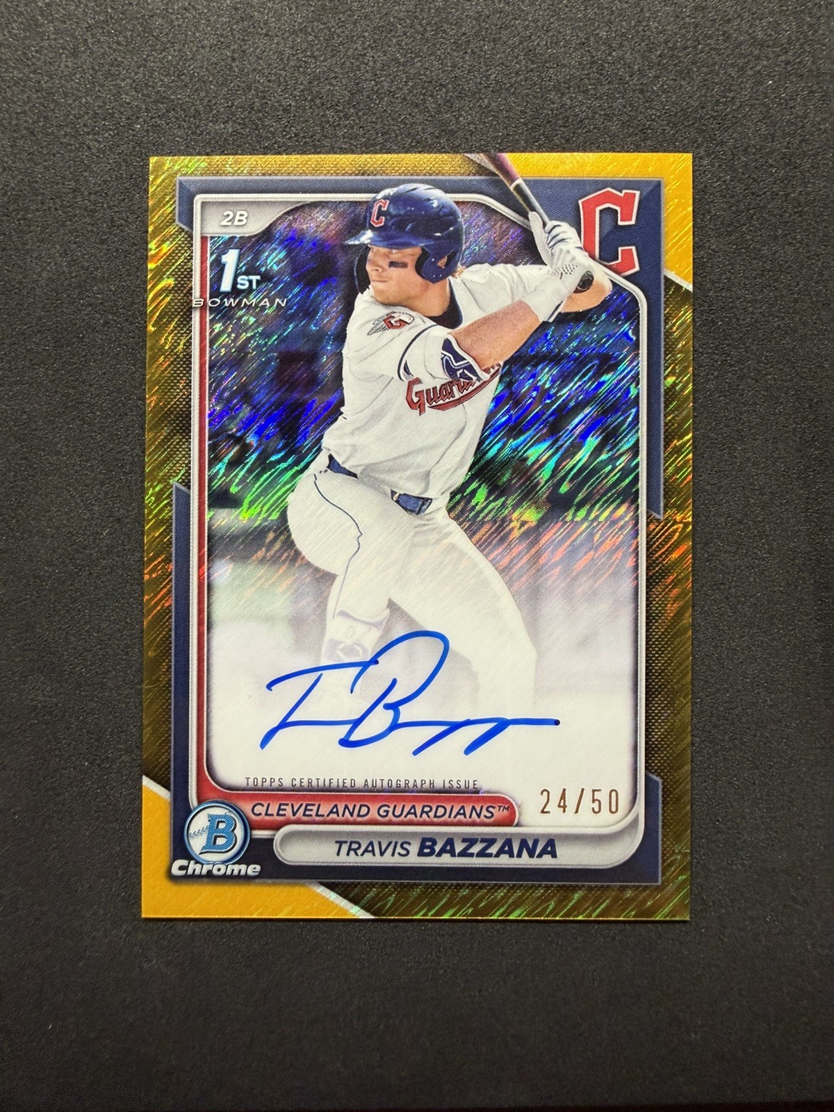 2024 Bowman Draft Travis Bazzana 1st Gold Shimmer Chrome Auto /50 Guardians