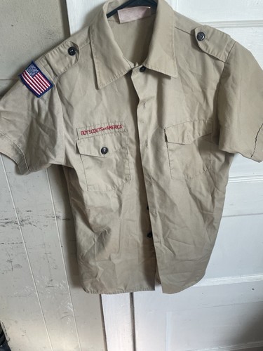 Boy Scout BSA UNIFORM Tan SHIRT Youth Large Size 16 Short Sleeve O63