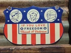 VINTAGE AMERICAN PORCELAIN SIGN OLD 1962 FREEDOM THANK A VETERAN PATRIOTIC FLAG