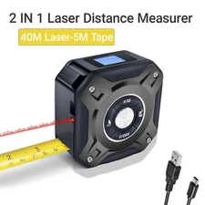 Laser Tape Measure 2 In 1 Laser Measure 40m/131ft Rechargeable Measurement Tool