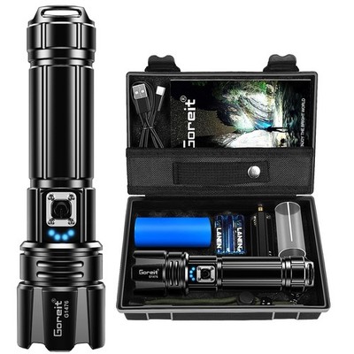 Super Bright 20000 Lumen LED Flashlight - 30W, USB-C Rechargeable