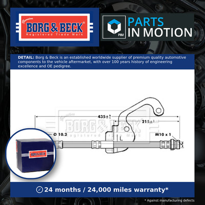 Brake Hose fits HYUNDAI TERRACAN HP 2.5D Front Left 01 to 03 D4BH Hydraulic B&B