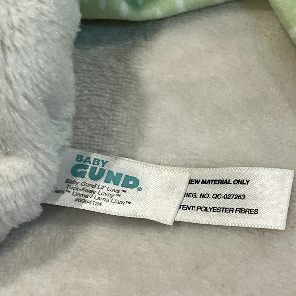 GUND Baby Lil' Luvs Tuck-Away Lovey 安全毯 Liam Llama 动物绿色 — 第 4/4 张图片