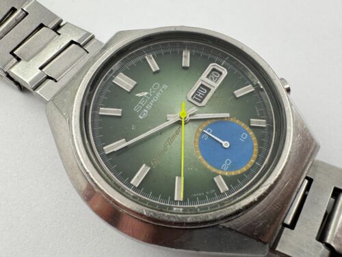 Vintage SEIKO 6139-8040 Speed-Timer Green Chronograph Automatic Cal 6139B - 39mm