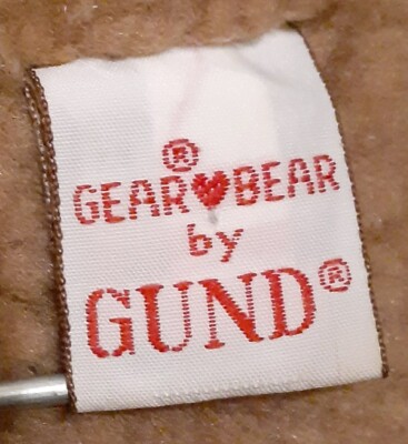 ❤️ Gund GEAR BEAR ❤️ Vintage 1986 Teddy Bear with Bow Rattle