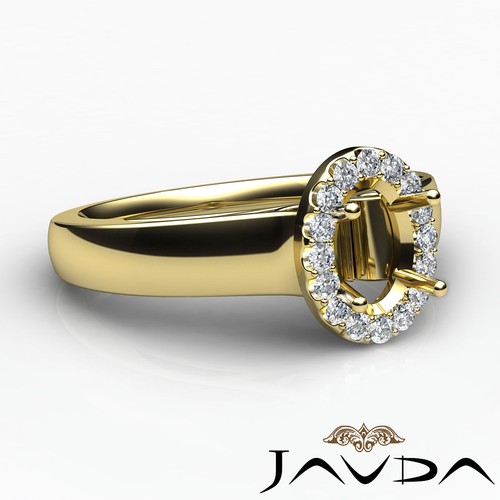 Anillo de ajuste de halo pavimentado de diamante ovalado oro amarillo 14k 0,2 quilates - Imagen 6 de 7