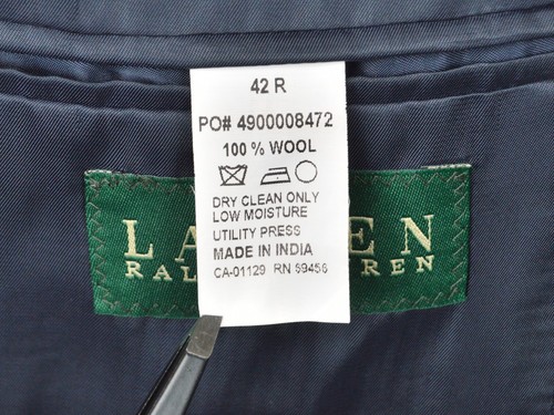 Ralph Lauren Blazer Sport Coat Mens 42R Navy Pinstripe Wool 2-Button Suit Jacket - Picture 8 of 12