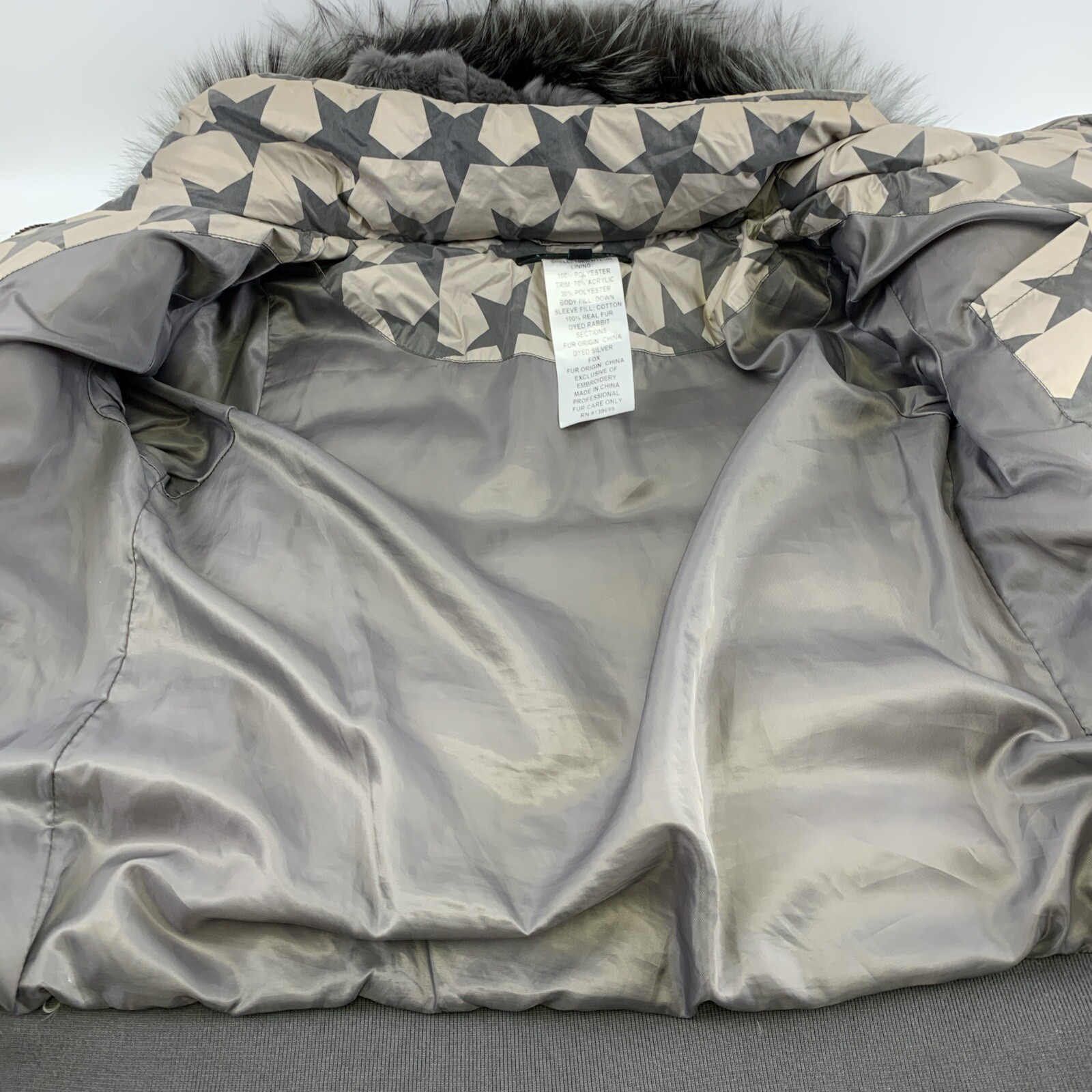 Jocelyn Down Puffer Jacket Bomber Coat Rabbit Fur… - image 11