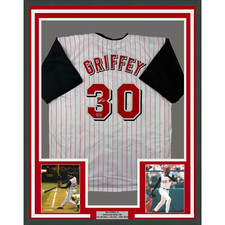Framed Facsimile Autographed Ken Griffey Jr. 33x42 Reprint Laser Auto Jersey