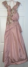 Vintage 1980'S Victor Costa Pretty Pink Gown Embroidered Bodice w/ Bow Size 8