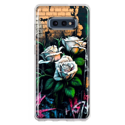 For Samsung Galaxy S10e Shockproof Case White Roses Graffiti Art
