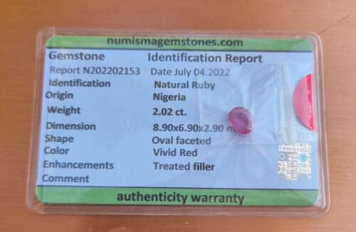 ES 2.02 ct. Rubí Natural Oval Rojo Nigeria - Imagen 2 de 6