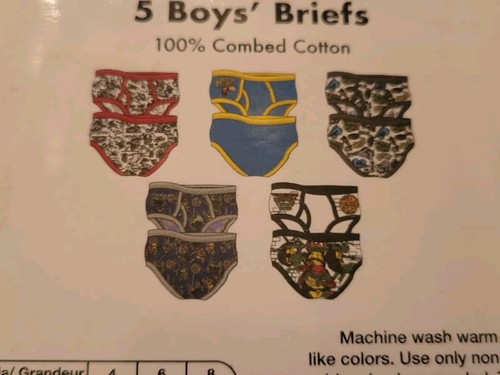 Teenage Mutant Ninja Turtles 5 Pack Boys Underwear Briefs Size 6 NIP Mayhem - Picture 3 of 3