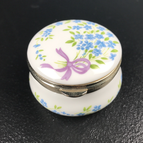 Ayshford Schmuckschatulle Fine Bone China Deckel aufklappbar blaue Blumen Vergissmeinnicht