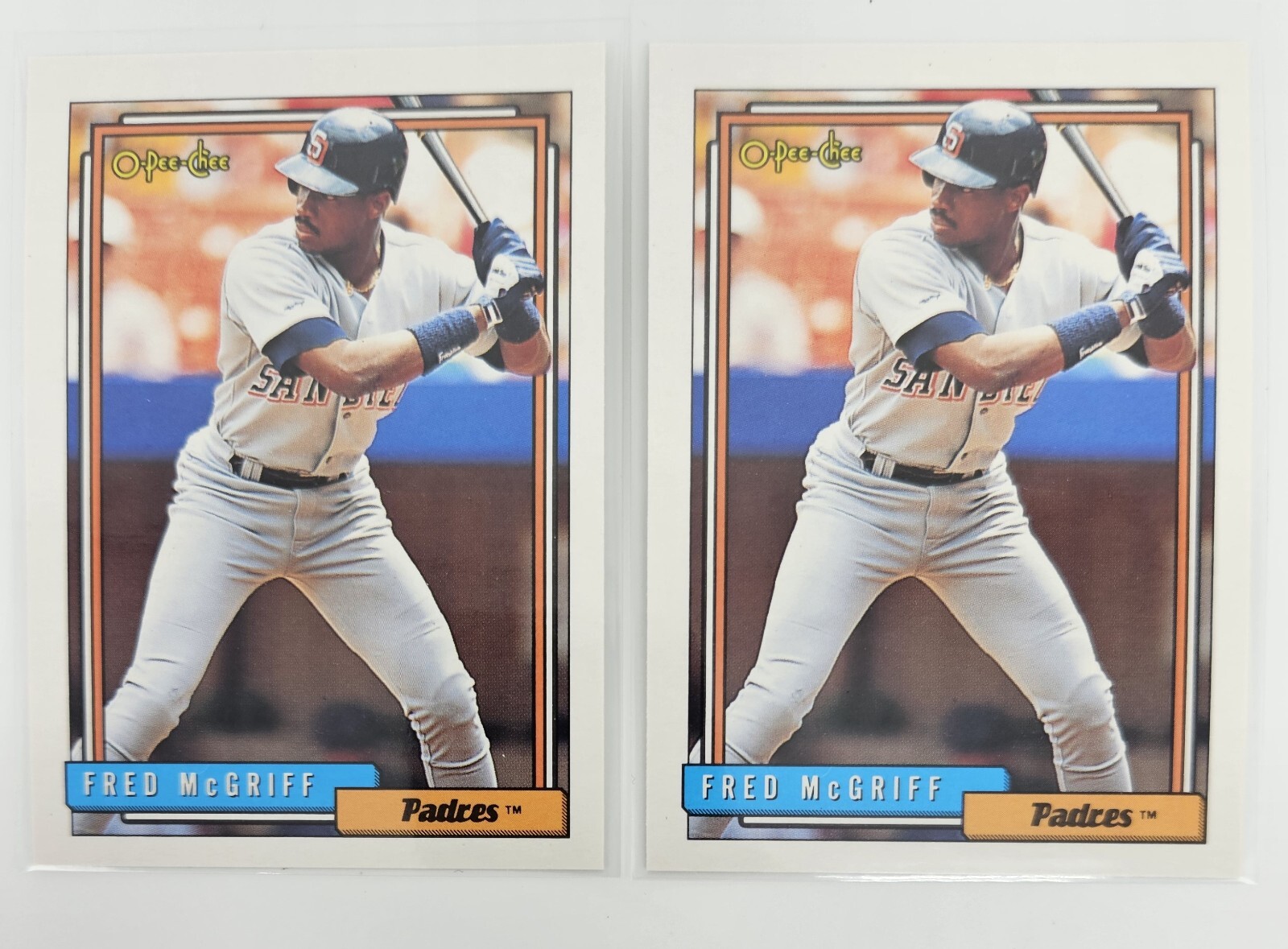 Lot of 2 1992 O-Pee-Chee Fred McGriff #660 - San Diego Padres - Canadian