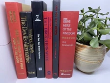 6 Hardcover Books for Home Decor, Staging, Vintage to Modern Red Black Gold