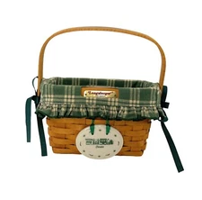 LONGABERGER 1997 EDITION DRESDEN TOUR II BASKET PLAID LINER PROTECTOR & TIE ON