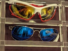 2 Pair Sunglasses Circle K M10 Silver / Blue Tint A1 Red / White