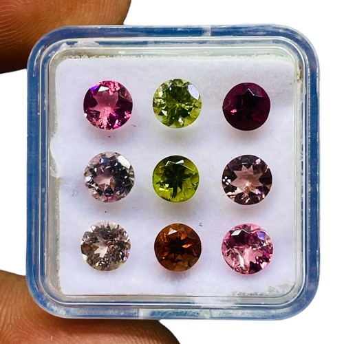9 Pcs Natural Tourmaline 5mm Round Cut Multi Color Loose Gemstones Lot 4.99 Cts - Picture 6 of 8
