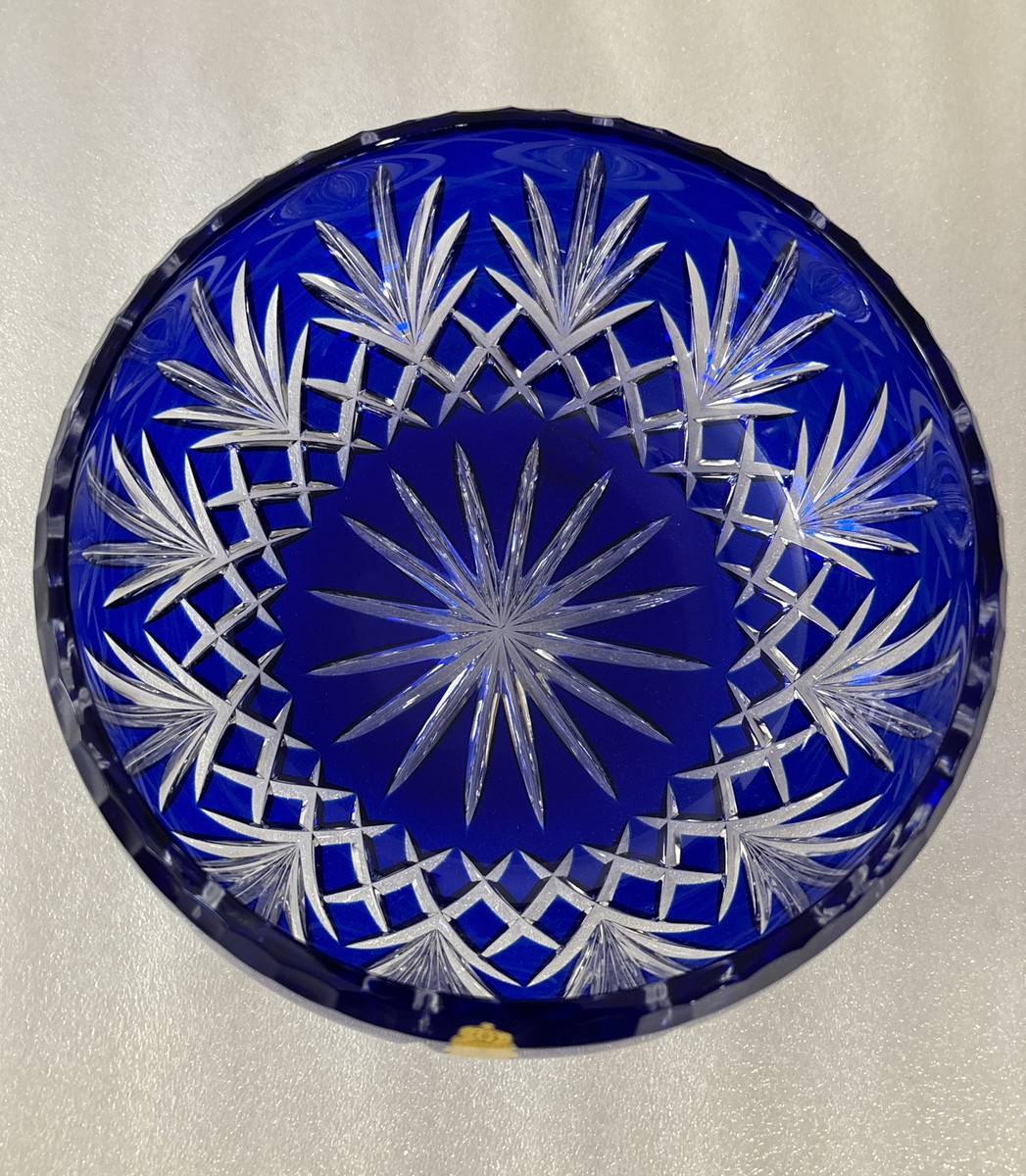 VTG GERMAN IMPERLUX COBALT BLUE HAND CUT LEAD CRYSTAL - 8” BOWL