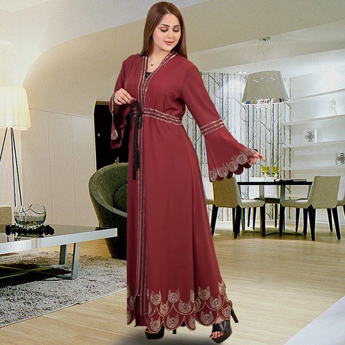 Muslim Zipper Kaftan Abaya Dubai Women Long Dress Evening Party Robe Prom Gown - Foto 38 di 41