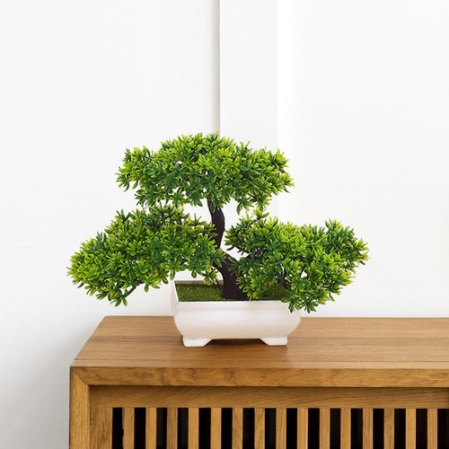 Albero bonsai artificiale Pino realistico in vaso per caminetto da ufficio - Foto 5 di 6