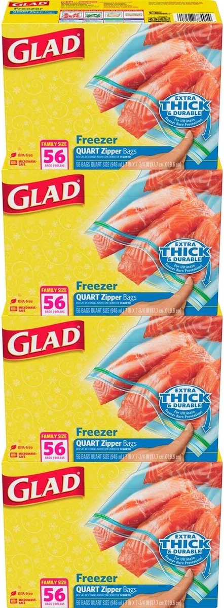 Glad Freezer Quart Zipper Bags, 30 count