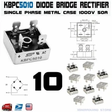10pcs KBPC5010 Diode Bridge Rectifier Single Phase Metal Case 1000V 50A USA