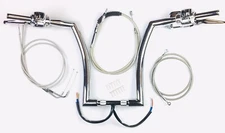 16 x 1.5 Ape Hanger  Chrome Handlebar Control  Kit  00 - 06 Harley Fatboy FLSTF