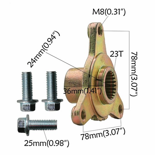 7" inch 16x8-7 Tire Rim Wheel 3 Stud Spindle Hub for Go Kart ATV 125cc Taotao - Picture 9 of 38