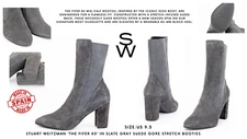 Stuart Weitzman ‘The Fifer 80’ Cool Gray Suede Gore Stretch Booties: 9.5 B