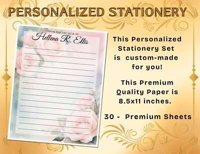PERSONALIZED - 30Pcs Stationery Writing Paper, Watercolor Stationary  #L2C23