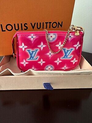 Louis Vuitton Mini Pochette Accessoires Pink Blue Neon Patent Gold