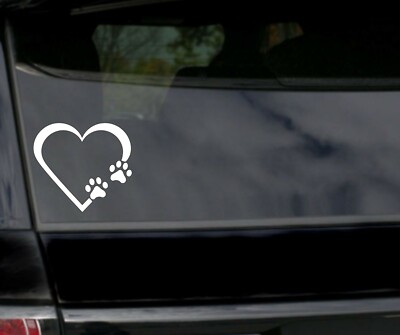 Heart and Dog Paw I Love My Dog Vinyl Car Decal Window Sticker
