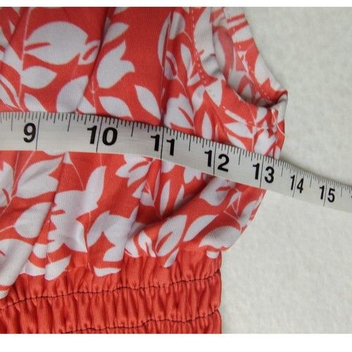 Jon & Anna Floral Print Dress Smocked Waist Sleeveless Casual Coral M - Picture 5 of 14