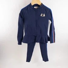 Catimini 2-Piece Ponte Tracksuit Zip Jacket & Pants Set Heart Hands Navy Girls 5