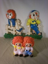 1977 Raggedy Ann and Andy Wall Plaques and Nursery Light- Bobbs-Merrill Company