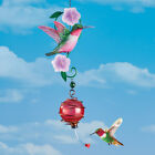 Unique Floral Red Glass Hummingbird Feeder Outdoor Hanging Patio Garden Decor