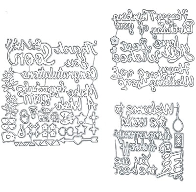 15 Pcs Word Dies for Card Making, Metal Cutting Dies for Congratulations, Ble...
