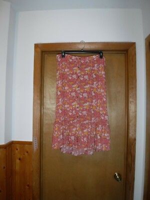 Women's Light Summer Skirts size,XL,SO,Dark Pink Floral Floral ,100% rayon NWT