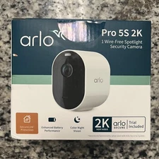 Arlo Pro 5S 2K Indoor/Outdoor Wire Free Spotlight Security Camera Color Night Vi