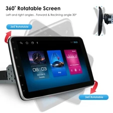 Single 1 DIN Rotatable 10.1'' Android Touch Head Unit Car Stereo Radio GPS Wifi