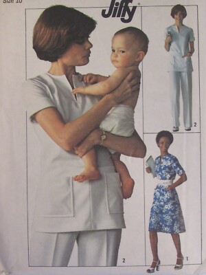 EZ VTG 76 SIMPLICITY 5530 Misses Jiffy Scrubs/Dress or Top & Pants PATTERN 10 UC