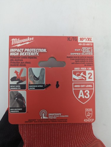 Milwaukee 48-22-8973 Nitrile Level 3 Cut Resistant Impact Dipped Gloves - XL - Picture 2 of 3