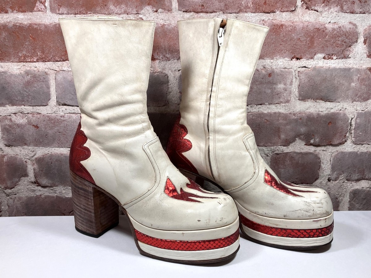 RARE Vtg Terry de Havilland Men's Glam Rock Platform Boots, Size 9