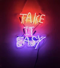 Take It Easy Acrylic 14" Neon Light Sign Lamp Home Room Wall Decor Glass Bedroom
