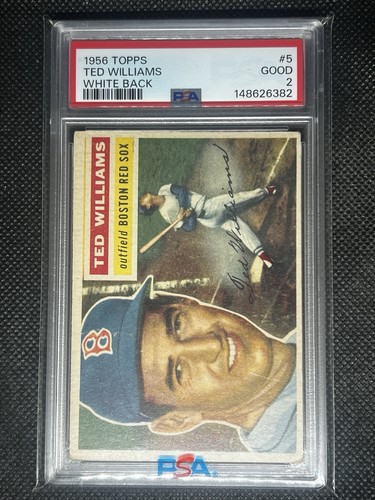 1956 Topps Baseball Ted Williams #5 White Back PSA 2 Good Boston Red Sox 
